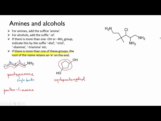 ⁣Naming amines and alcohols | Organic molecules | meriSTEM