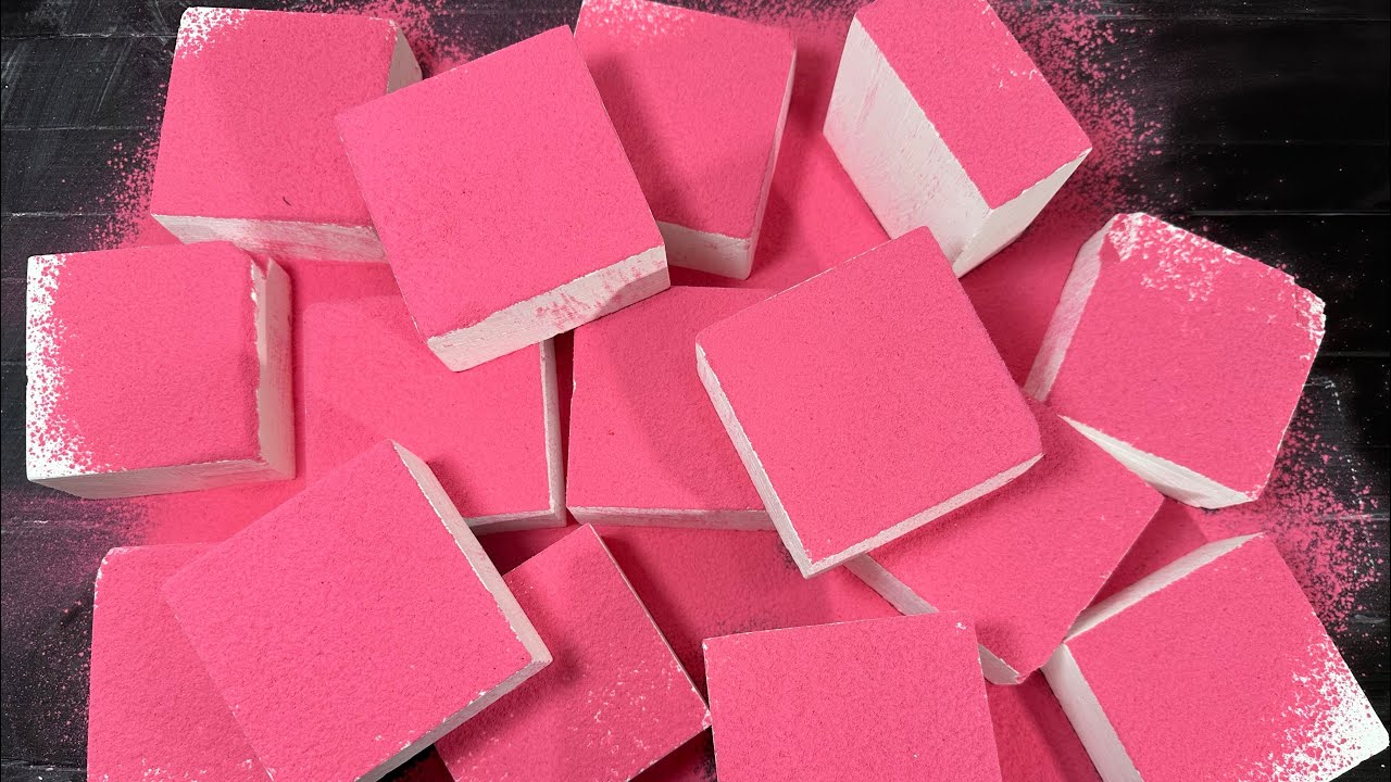 Fresh Soft gymchalk blocks topped with Pink holi pigment - YouTube