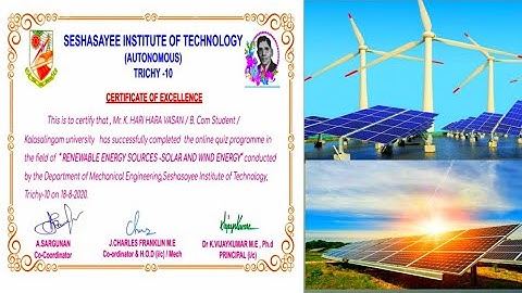 National Level E-Quiz on RENEWABLE ENERGY SOURCE - SOLAR AND WIND ENERGY
