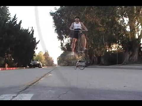 Antique Highwheel Penny Farthing Bicycle Riding