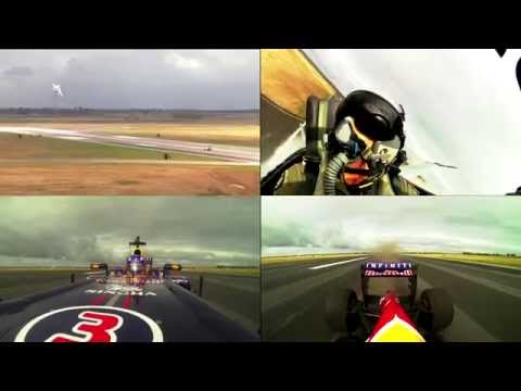 Air Force F/A-18 Hornet Fighter Jet vs Formula 1 Red Bull Dan Ricciardo Drag Race