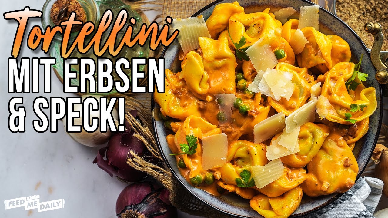 Tortellini mit Speck und Erbsen - cremig & einfach gemacht!