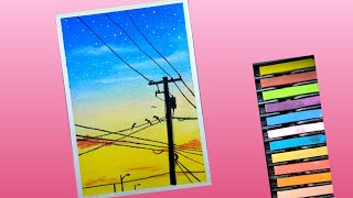 Drawing Landscape Easy / Drawing With Soft Pastel / Step By Step - Youtube