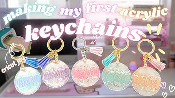 making my first acrylic keychains 🌸 how i make my keychains with cricut and resin