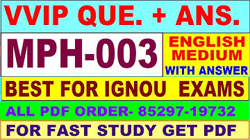 MPH 003 important questions with answer in English | mph 003 Previous Year Question Paper