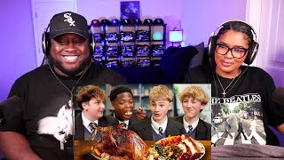 Kidd and Cee Reacts To British Highschoolers try FULL Thanksgiving Dinner