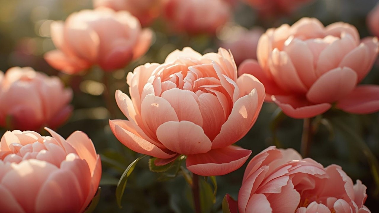 Golden Hour Peonies Botanical Floral Garden Vintage Painting | Frame TV Art | 2-Hour Screensaver