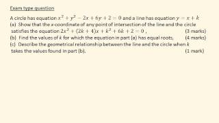 Core 1 7B intersection of a straight line and a circle