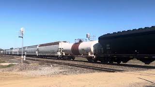 WB NSI with BNSF power rolling out of New Iberia into Cade great mixed freight and graffiti.