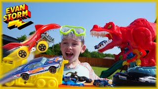 Learning To Build Hot Wheels City Playset T Rex Rampage Swimming Pool Play