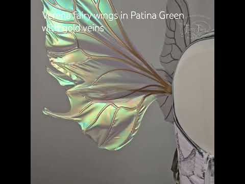 Verena fairy wings in Patina Green with gold veins
