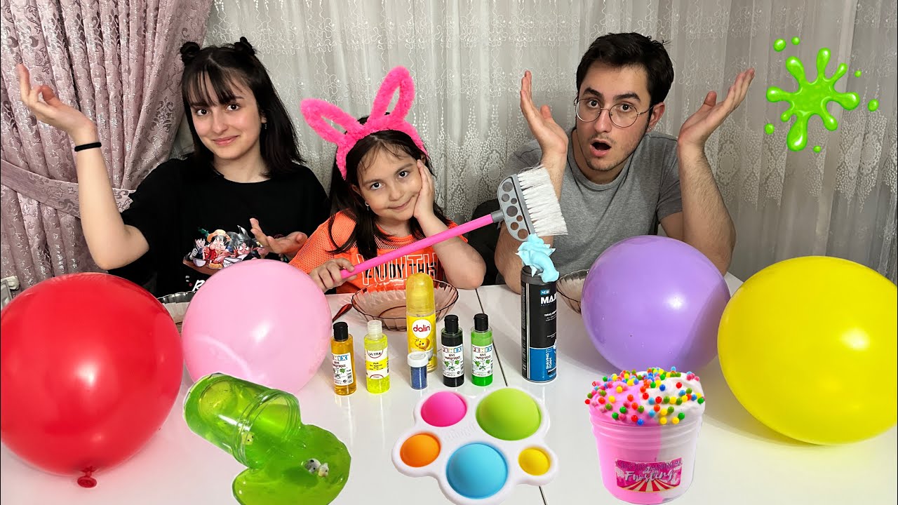 ZEYNEP HİRANUR BALON SLİME CHALLENGE/CADI TEYZE/بابا جاب لي بالون - جنى مقداد | طيور بيبي