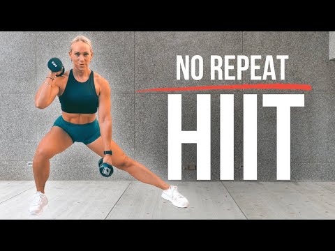 45 MIN FULL BODY HIIT | No Repeat Workout with Weights