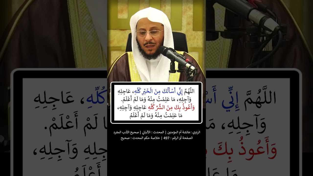 يا عائشة ، عليك بِجُمَلِ الدعاء وَجَوَامعه = الشيخ عزيز فرحان