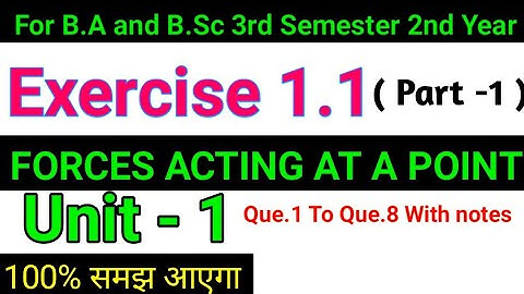 Exercise 1.1 Forces Acting At a Point Statics Math For B.Sc Second Year || 3rd Semester || Part-1