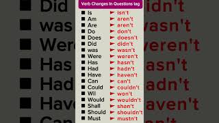 Verb changes in questions tag #learning #study #english #viralvideo