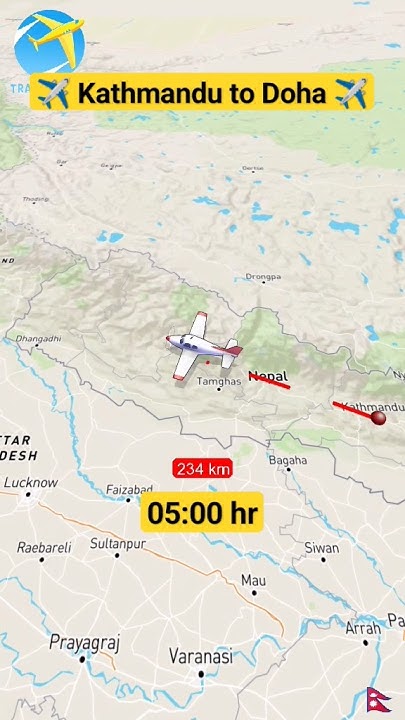 ️ Kathmandu to Doha Qatar Flight Map Animation|| #nepal #qatar # ...
