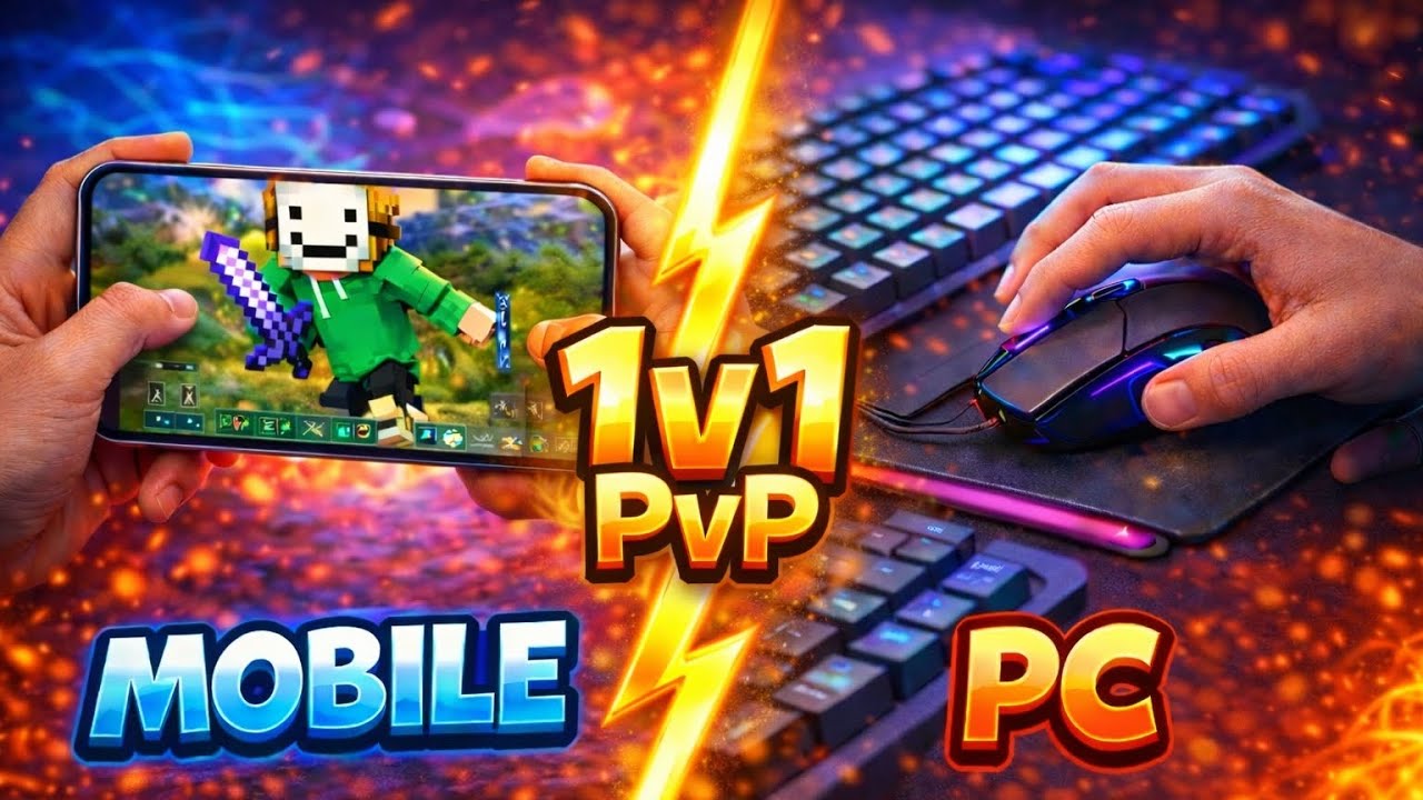 1v1 pvp mobile player vs pc player in minecraft #pvp #gaming #minecraft ...