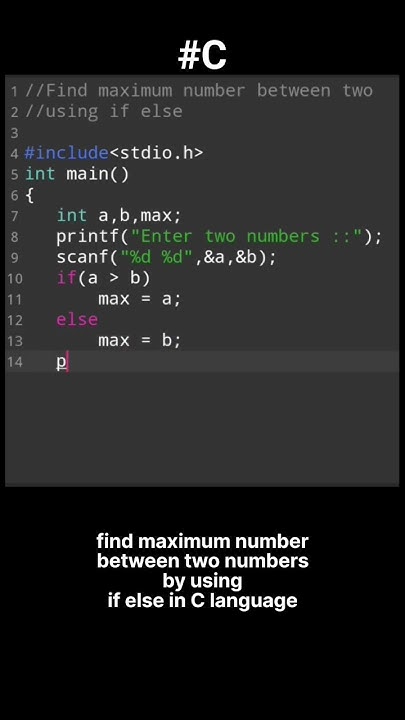 find maximum number between two numbers using if else #coding #yt - YouTube