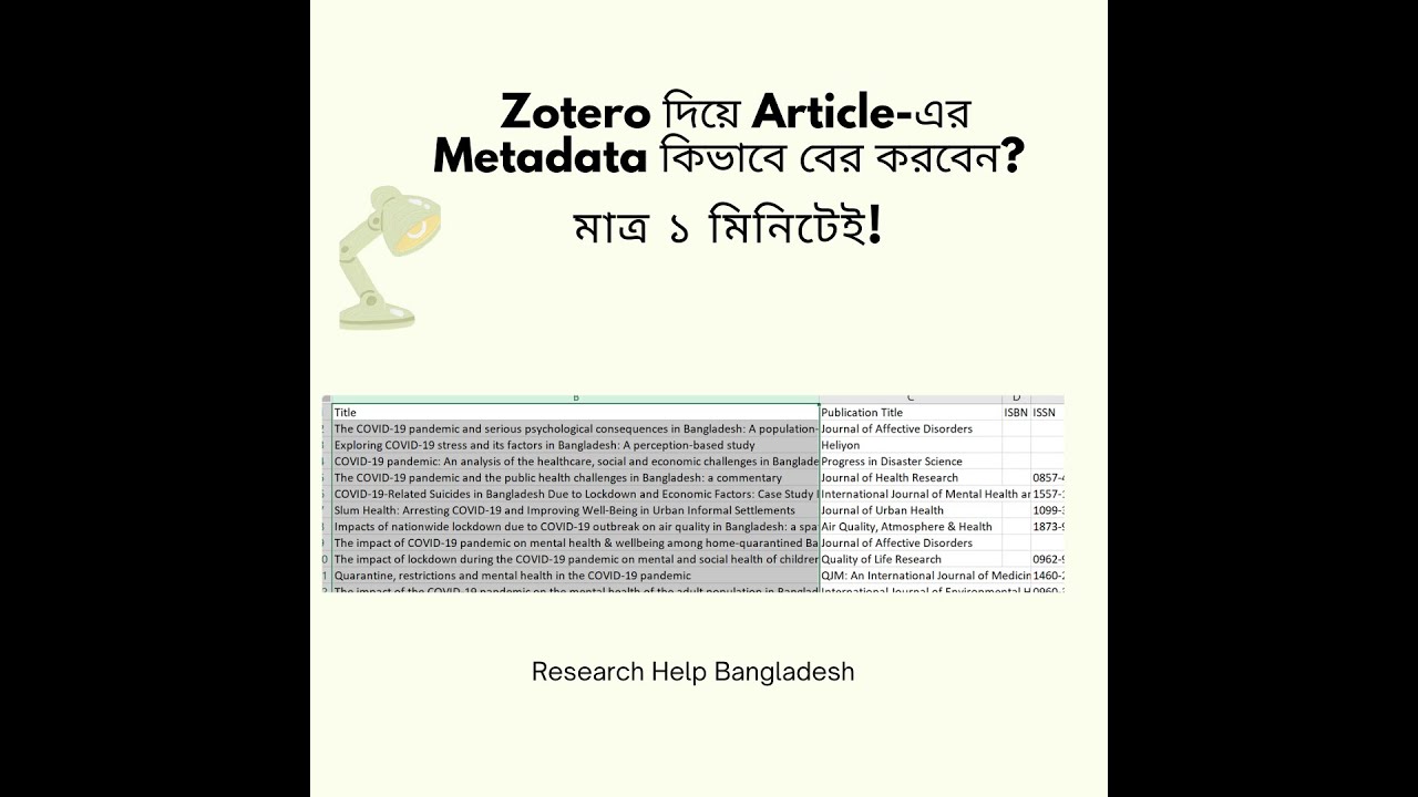 Zotero দিয়ে Articleএর Metadata কিভাবে বের করবেন? YouTube