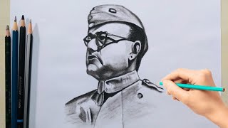 Charcoal pencil sketch of Netaji  Simmis Artworks  Facebook