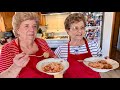 Pasta Grannies enjoy Italian pasta & meatballs in California!