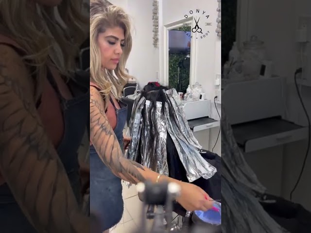 Ash balayage hair colour at Donya Hair + Body, Richmond Hill