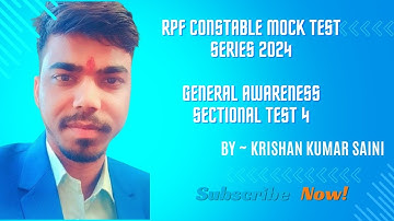 RPF CONSTABLE MOCK TEST SERIES 2024 || General Awareness Sectional Test 4 || #rpf