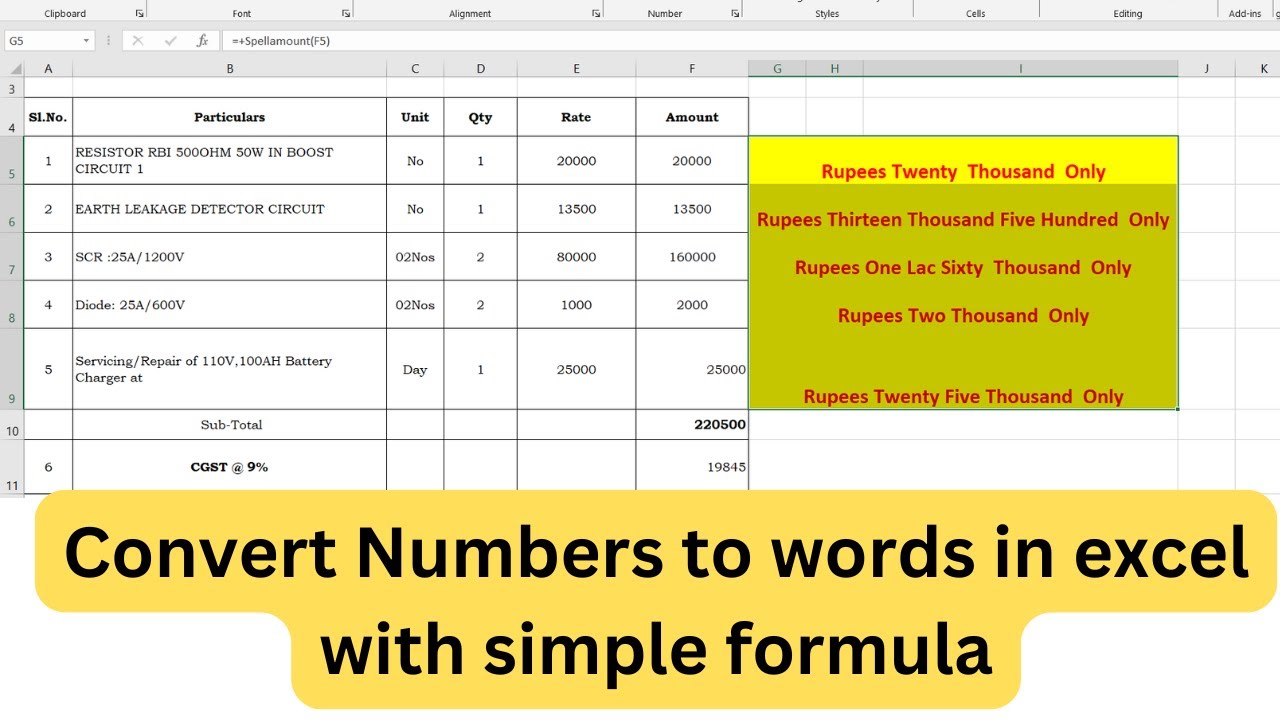 "How to Convert Numbers into Words in Excel"super easy - YouTube