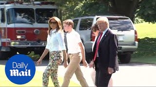 Trump heads to his New Jersey golf club with Melania and Barron