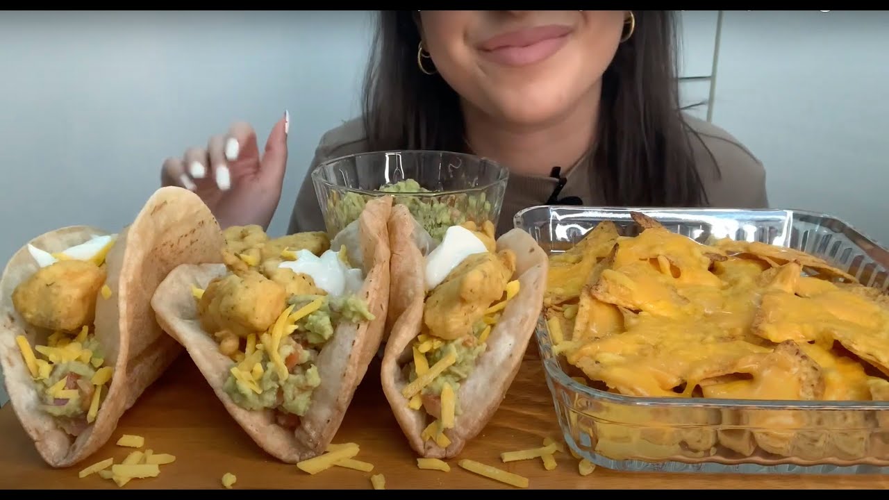 Watch Me Eat Homemade Fish Tacos and Cheesy Nachos | Mukbang | No Talking | Eating Sounds | ASMR