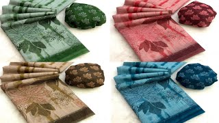 💞budget rate:Soft lenin with beautiful floral digital print Blouse floral printed #linensaree #viral screenshot 5