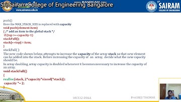 LectureVideo 18CS32  Module 2  Stack  Using Dynamic Arrays  Reji Thomas