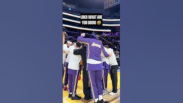Luka during the pregame huddle 😂 #lakers
