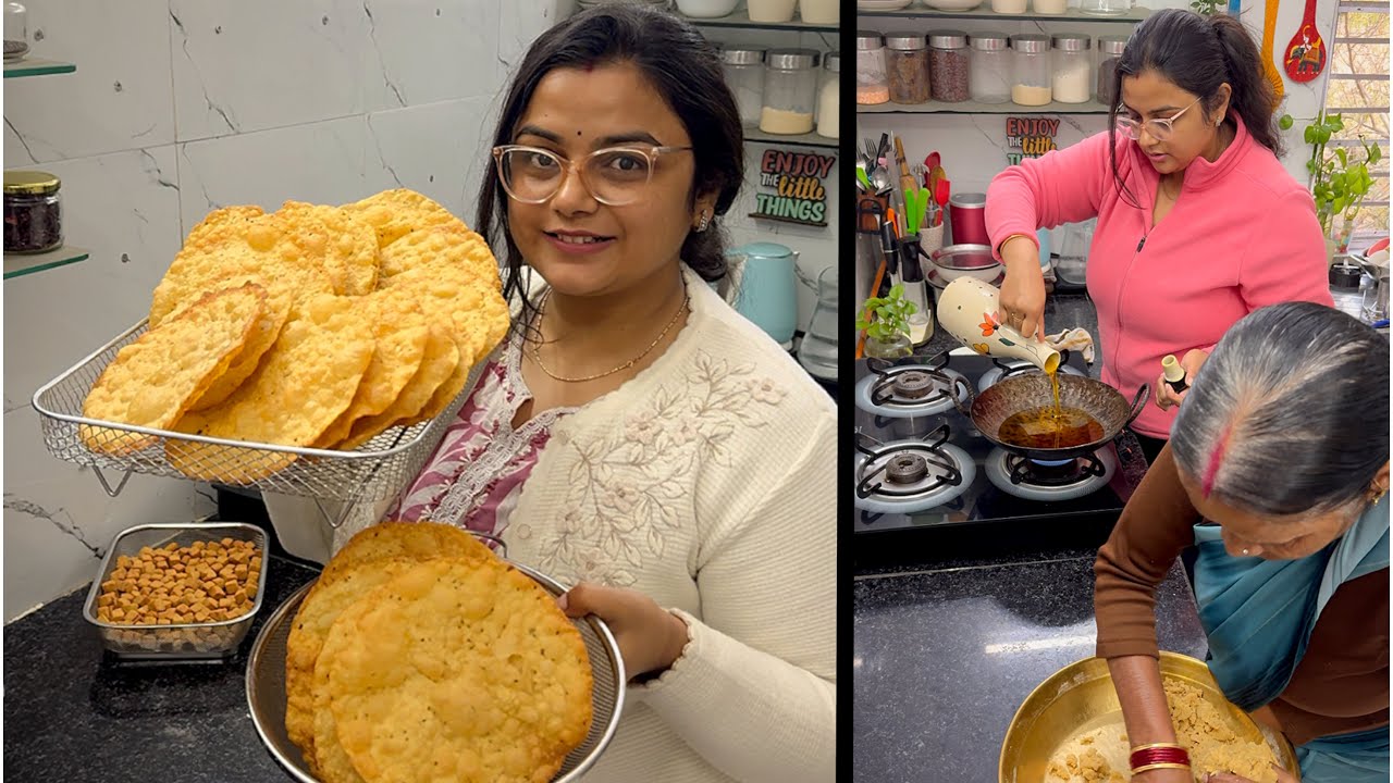 सासू माँ और मैंने मिलकर बनाई पतिदेव की favourite khurme aur papadiya