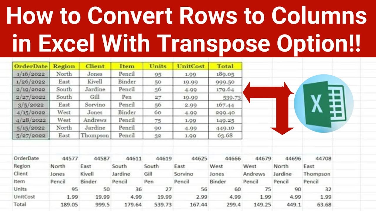 How to convert rows to columns & in Excel With Transpose Data - HIBE TV ...