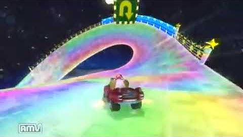 Funky Kong Falling Off Rainbow Road (Mario Kart Wii)