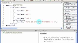 switch explicado con PSeInt (Pseudocódigo)
