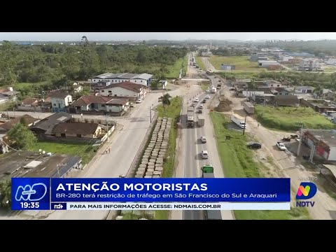 BR-280 terá restrição de tráfego em São Francisco do Sul e Araquari 