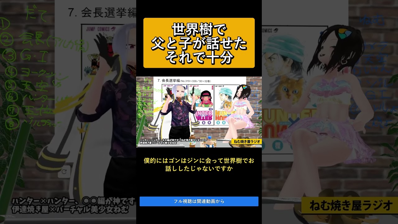 世界樹で父と子が話せたそれで十分 ハンター✕ハンター、◯◯編が神です【ねむ焼き屋ラジオ #20】