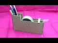 How to Make a Tape Cutter with Pen Stand using Cardboard - DIY