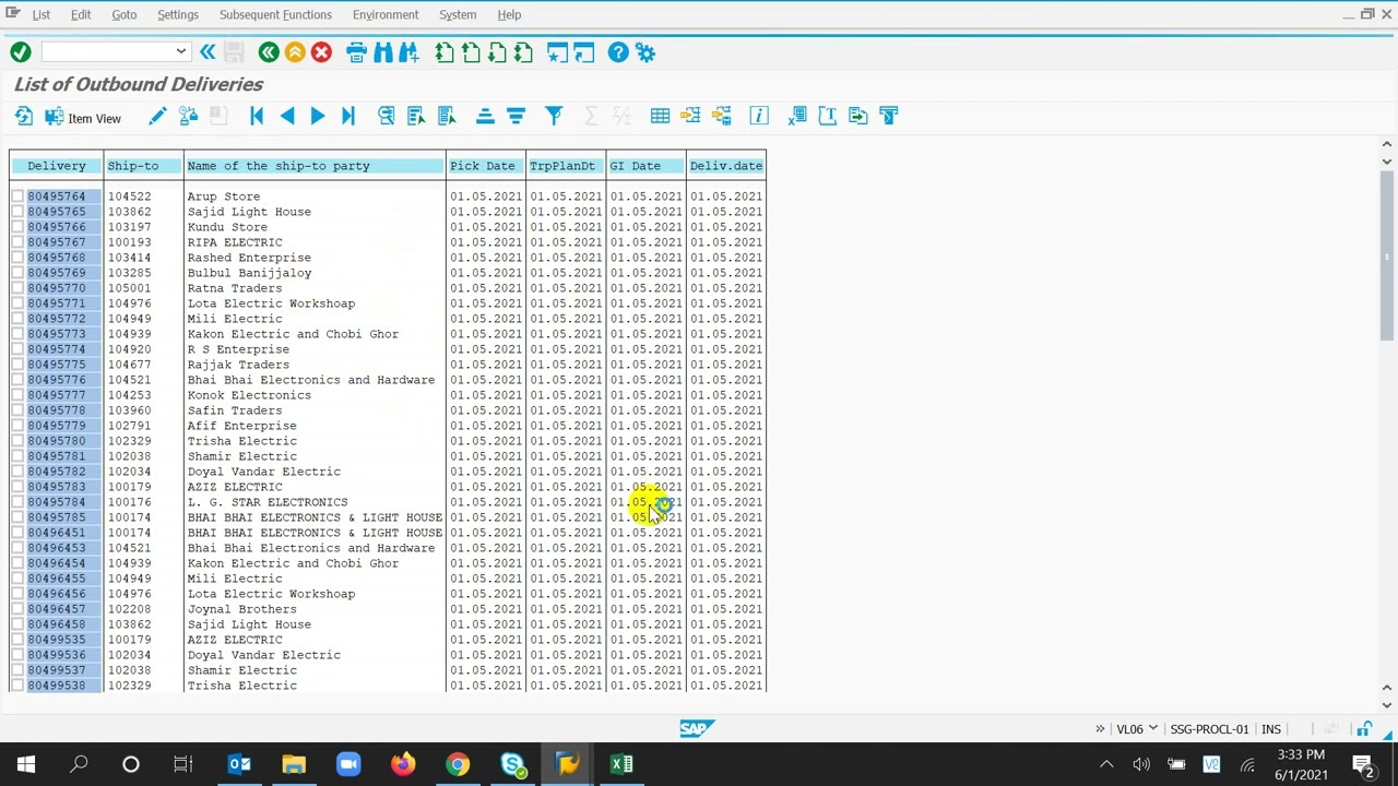 How to match the delivery history in SAP YouTube