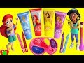 Disney Princess Paint Party Learn Colors Ariel, Rapunzel, Jasmine, and Belle