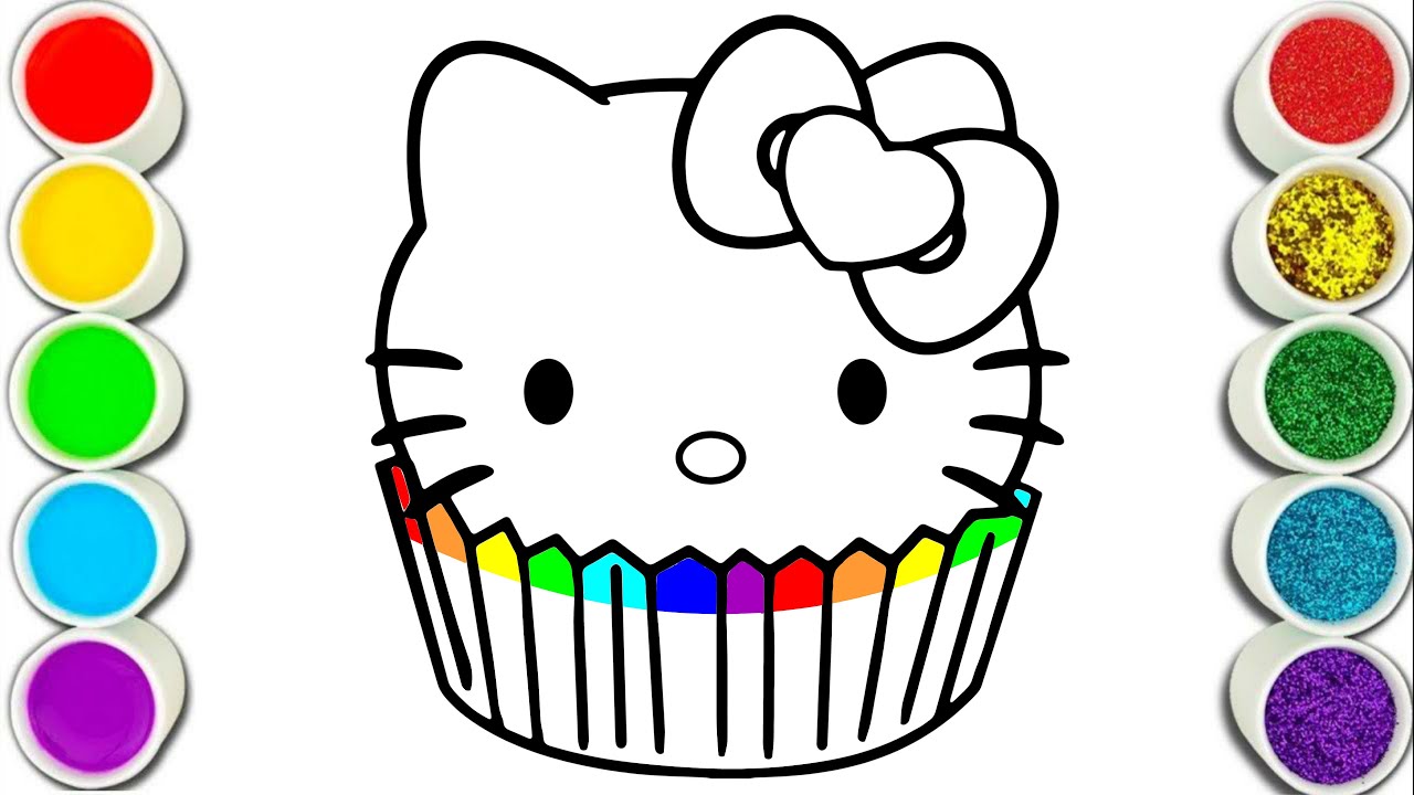 Hello Kitty Cupcake Drawing Colouring and Painting For Kids and ...