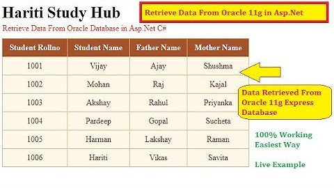 Retrieve Data From Oracle 11g Database in Asp.Net C# | Hindi | Free Online Classes For Learning