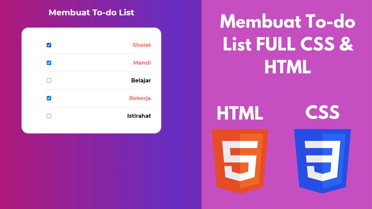 Membuat To-Do List dengan FULL HTML & CSS ‼️ - YouTube