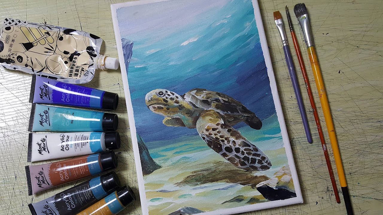 Acrylic painting /How to paint a sea Turtle /Easy painting Tutorial ...