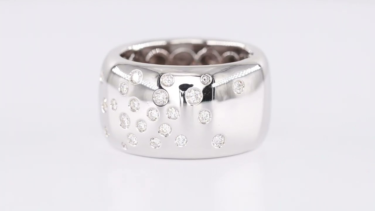 Bague jonc or gris pavée diamants