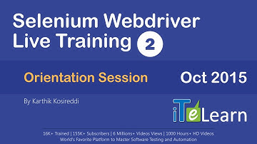 Selenium Webdriver Live Training  Orientation Session  OCT 2015