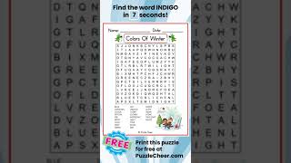 Colors Of Winter Word Search -Find INDIGO #timedgame #wordsearch #winter #wordgames #quiz #puzzle